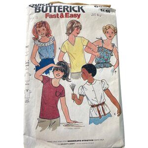 1980s Vintage Butterick 6561 Sewing Pattern Size 8 Girls Tops Retro UNCUT